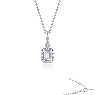 Simulated Emerald-Cut Diamond April Birthstone Necklace