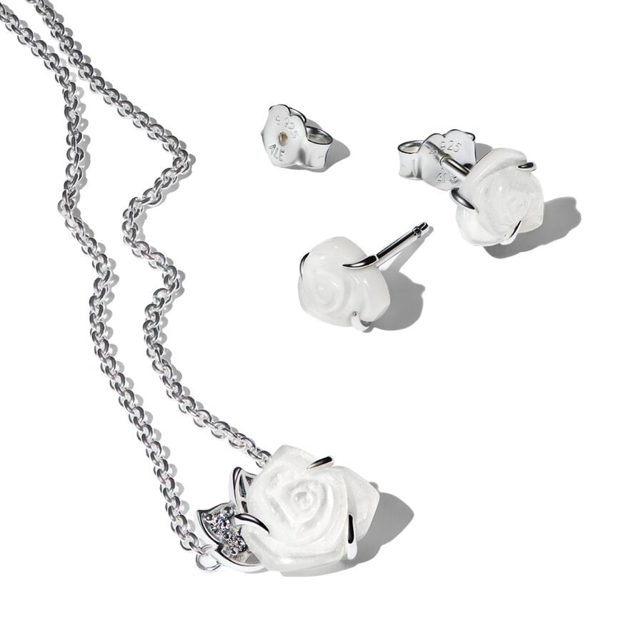 White Rose in Bloom Jewelry Gift Set