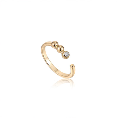 Gold Orb Gemstone Adjustable Ring