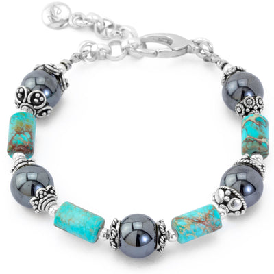 The Goddess Collection Hematite & Turquoise Bracelet