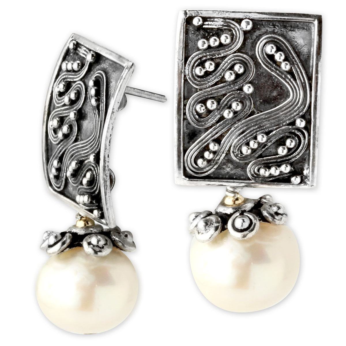 Pearl and Silver Earrings-343161