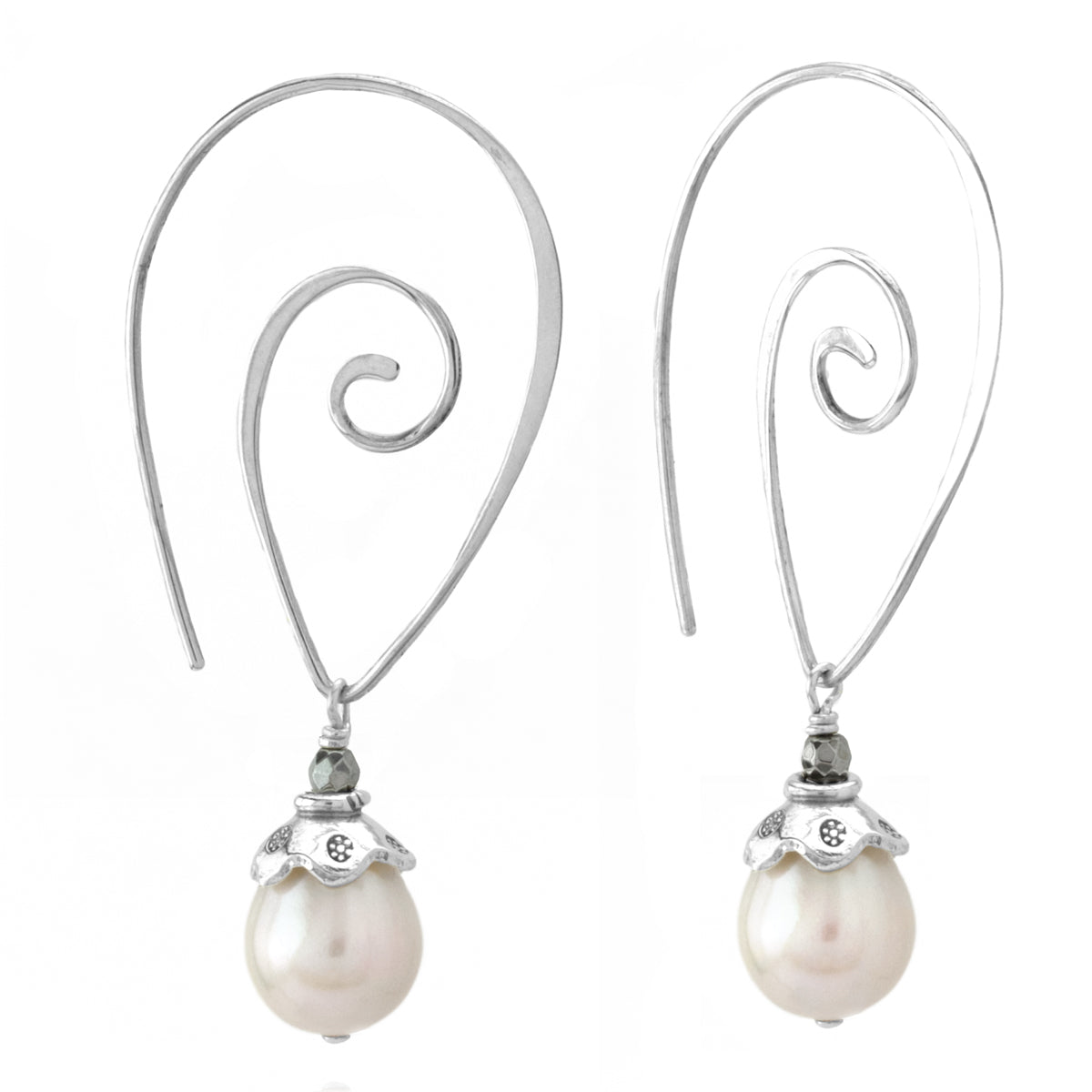 Hematite & Pearl Earrings