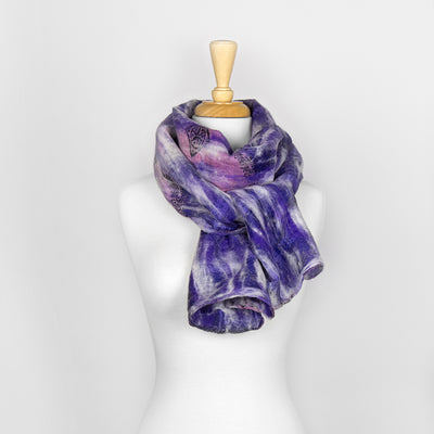 Purple Abstract Nuno Felted Scarf