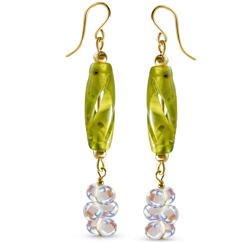 Opalite Briolitte Clusters & Jade Earrings