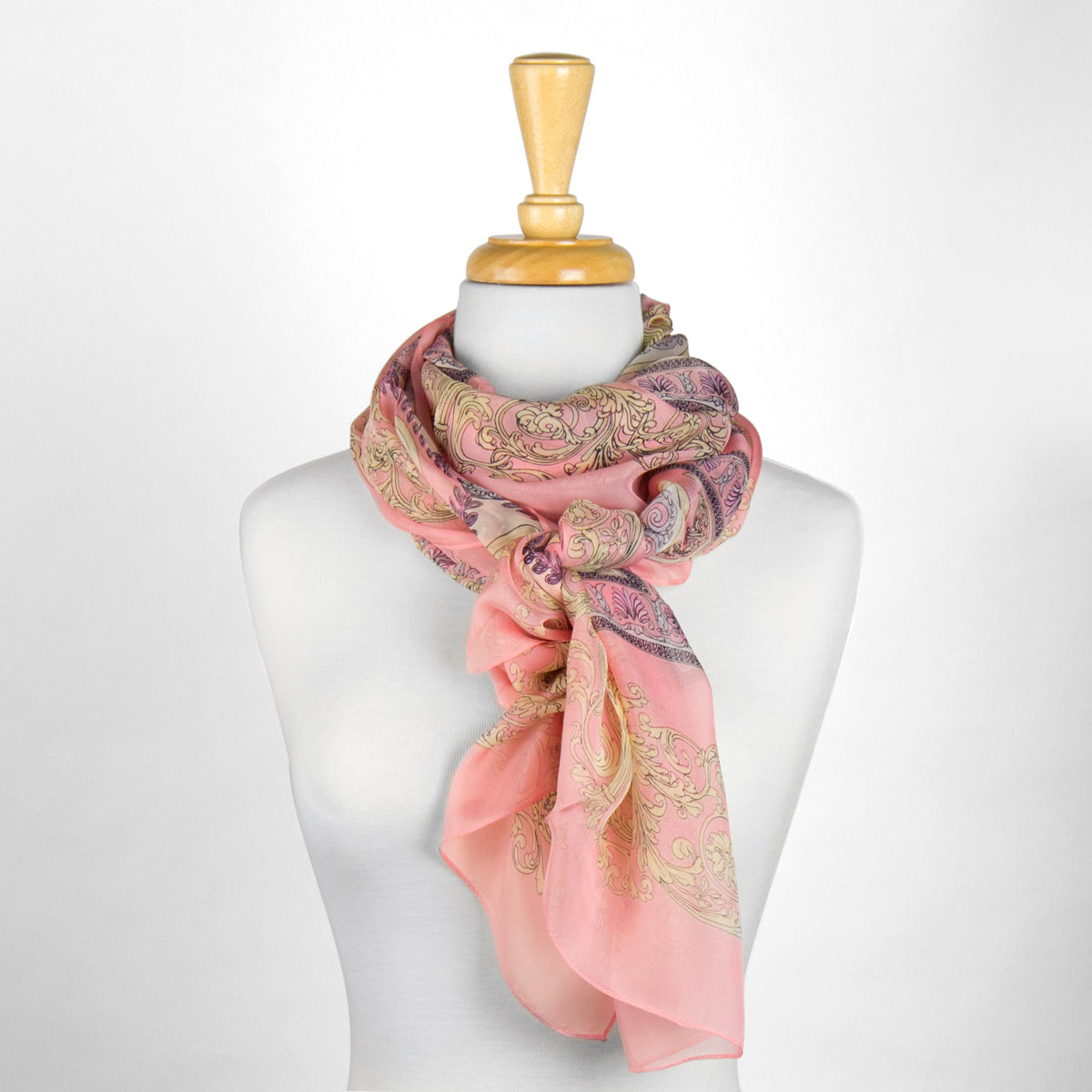 Light Pink Abstract Silk Scarf