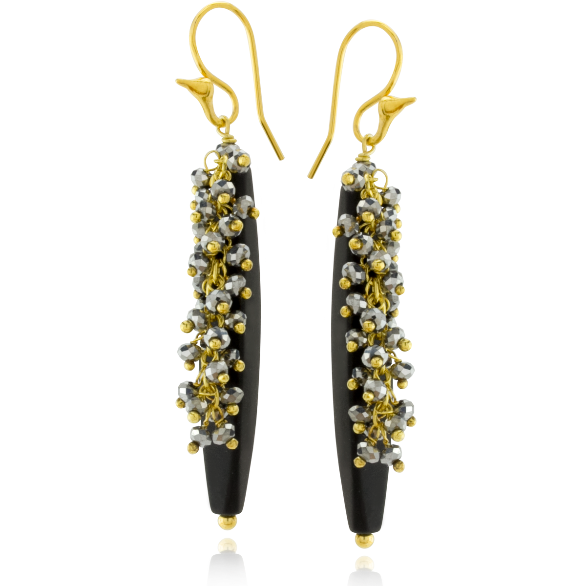 The Goddess Collection Onyx and Pyrite Earrings