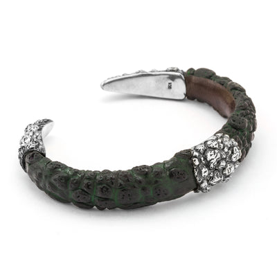Open Green Bull Frog Leather Bracelet