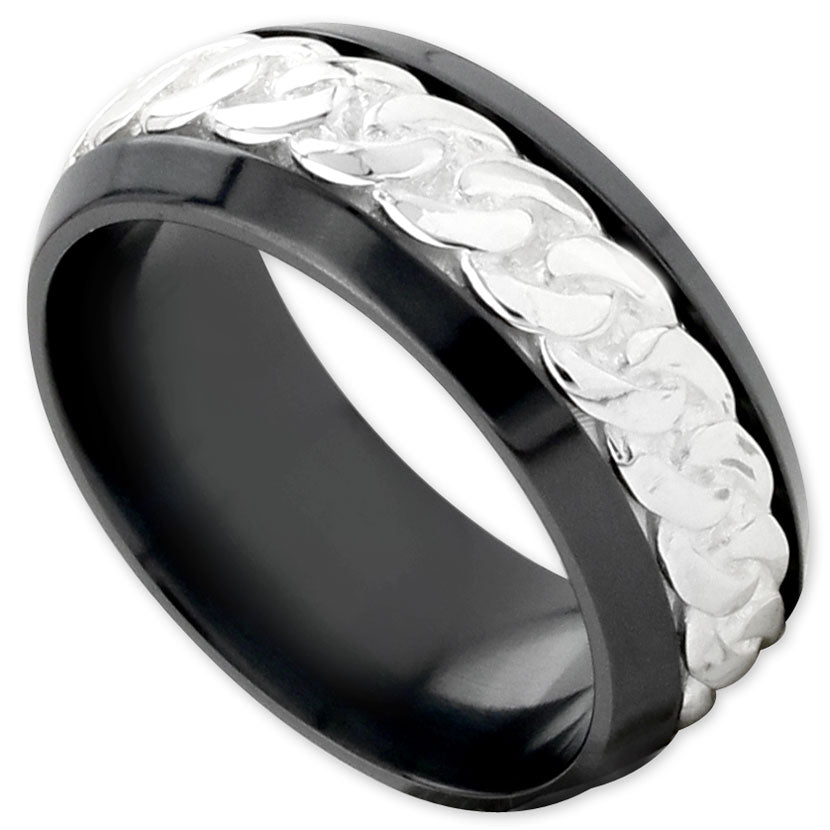 Edward Mirell Men's Black Titanium Ring-342373