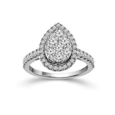 10k White Gold Pear Shaped Diamond Engagement Ring