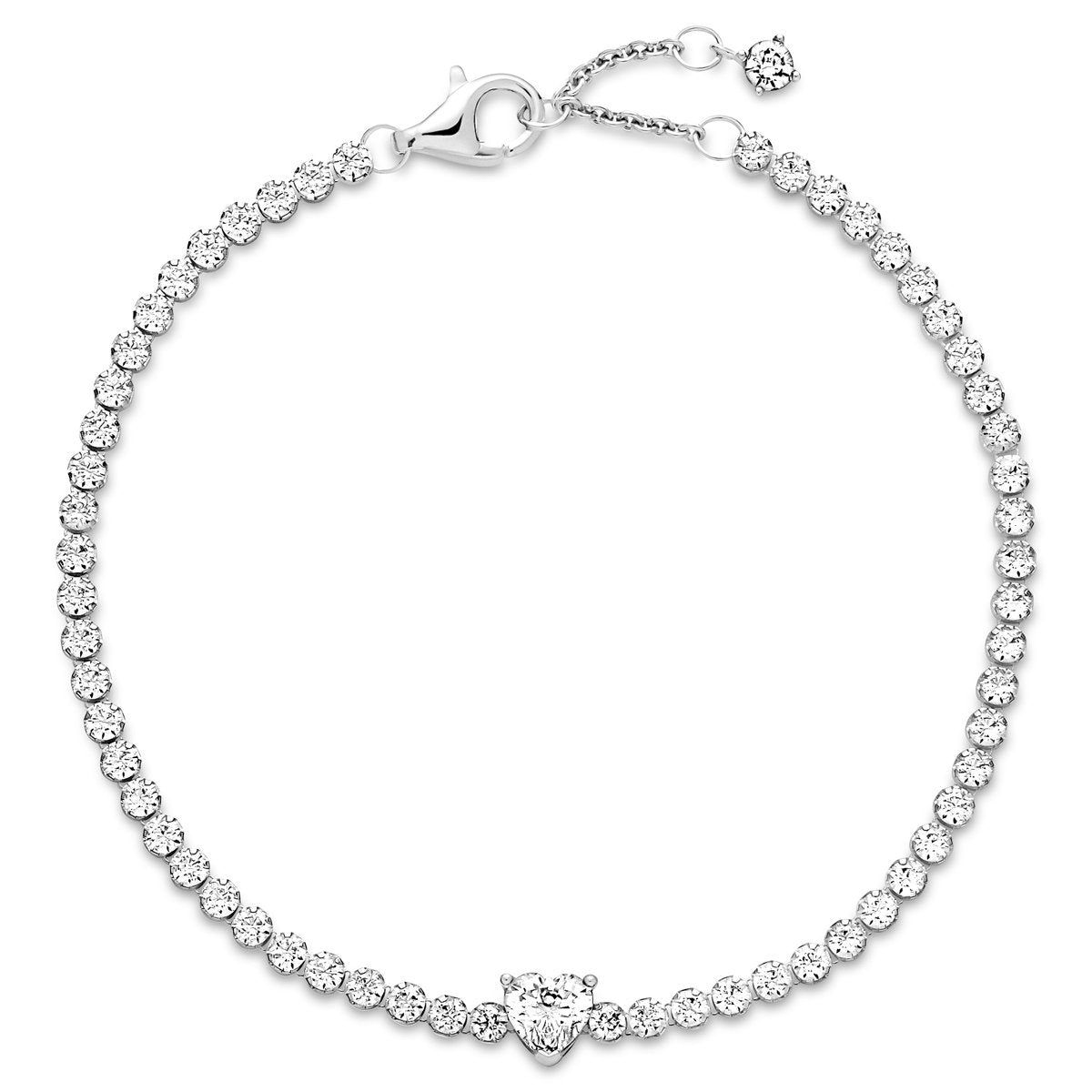 Pandora Sparkling Clear Heart Tennis Bracelet