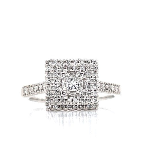 10k White Gold Princess Center Engagement Ring