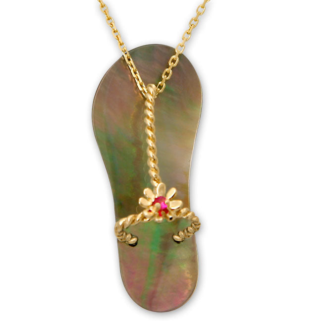 Galatea Ruby with Black Mother of Pearl Sandal Pendant 337366