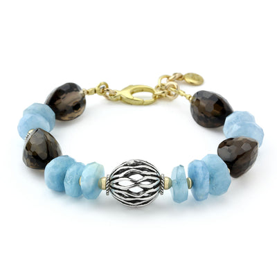 Smoky Quartz & Aquamarine Bracelet