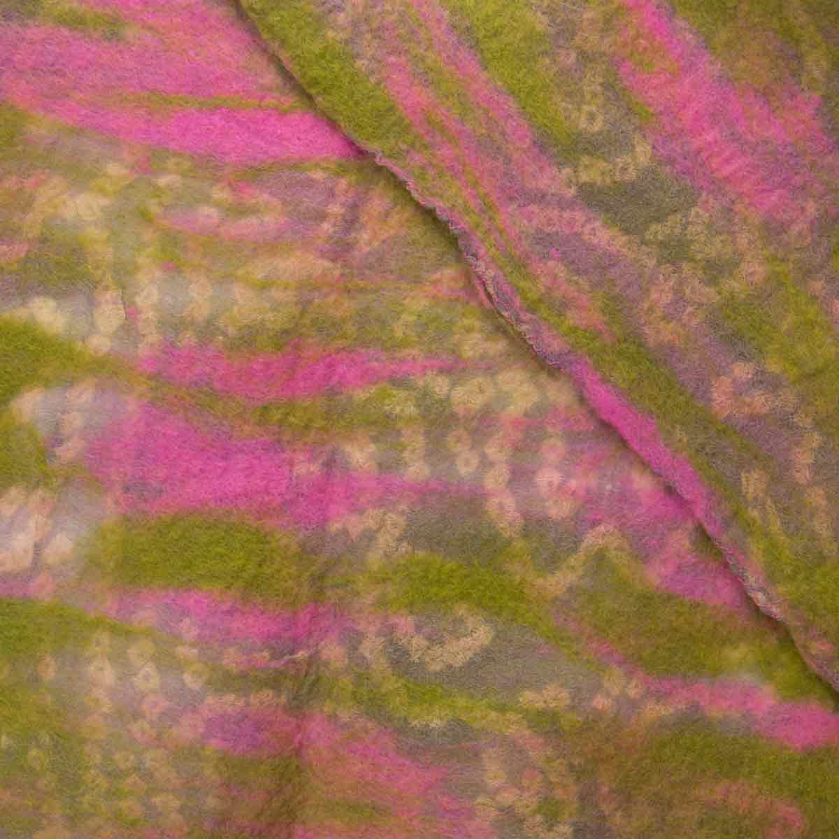 Pink & Green Nuno Felted Scarf