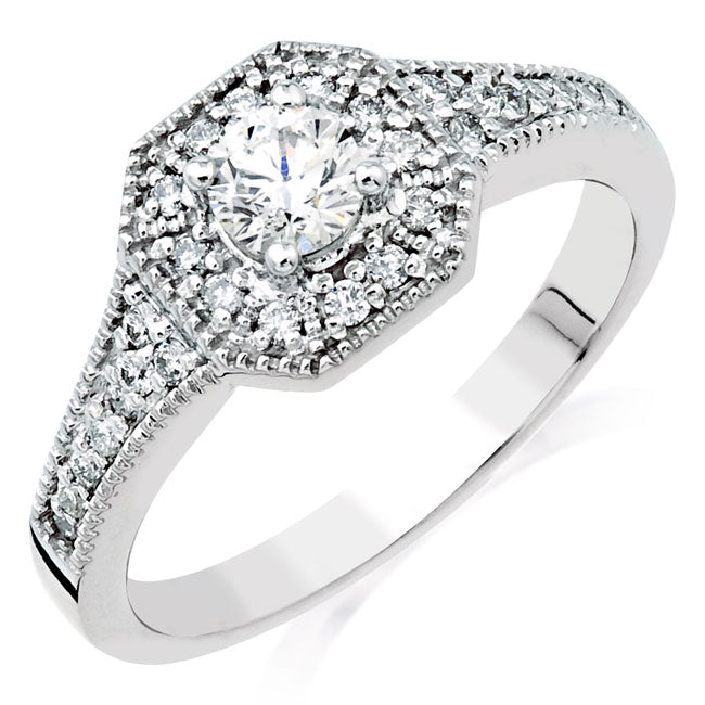 Adelene Diamond Ring .36ct of round diamond melee and a 1/4ct princess cut center diamond-345528