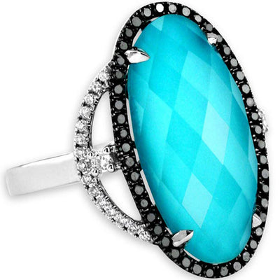 Turquoise Doublet & Diamond Ring-339581