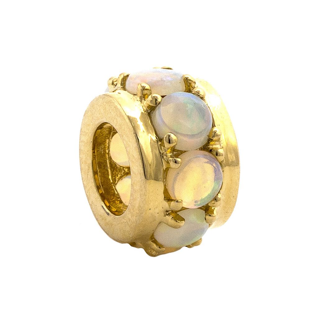 14K Yellow Gold Opal Wheel Charm