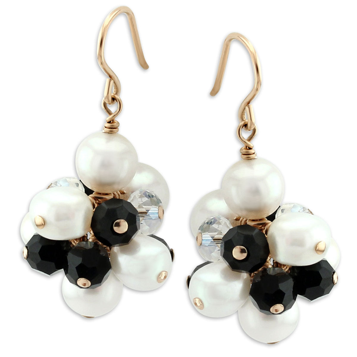 Pearl & Black CZ Earrings-341107