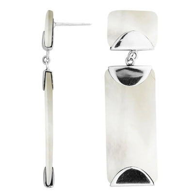 Accented Sterling Silver Rectangle Earrings