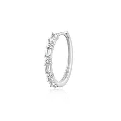 Delaney | Baguette and Round White Sapphire Hoop
