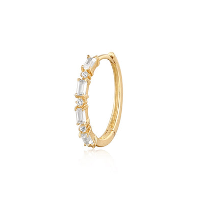 Delaney | Baguette and Round White Sapphire Hoop