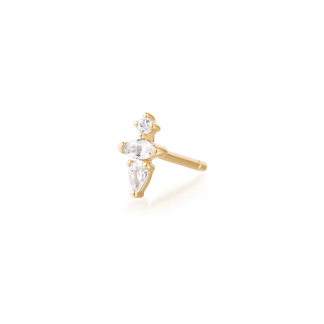 LANI | Pear and Round White Sapphire Stud Earring
