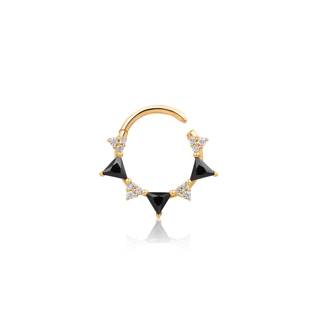 TESSA| Black Spinel and White Sapphire Clicker Hoop