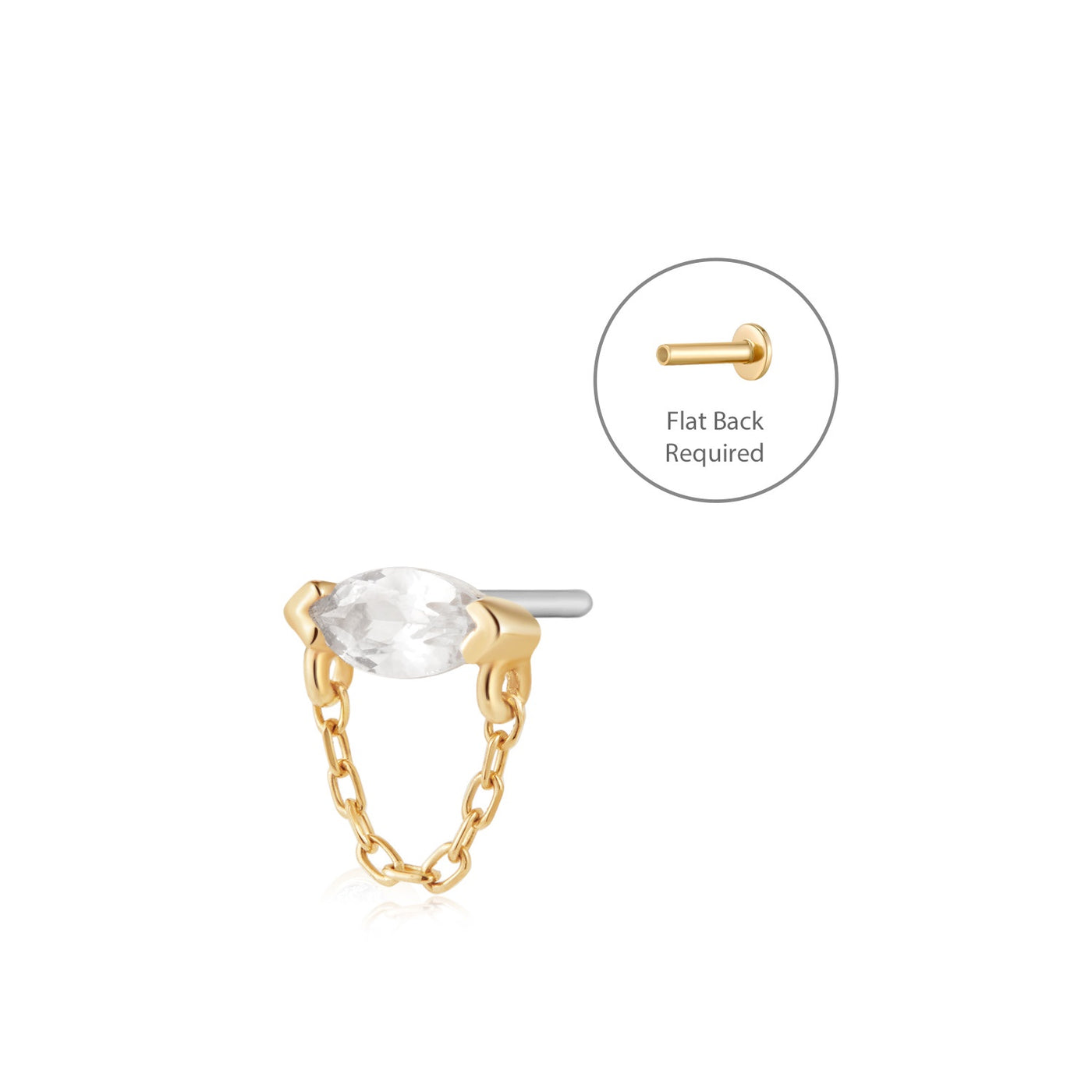 LENOX | Draped Chain and White Sapphire Piercing Top Earring