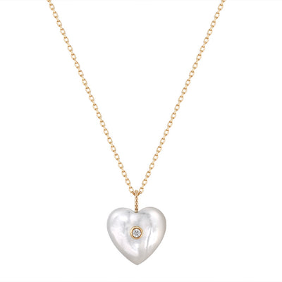 DOLLY | Mother of Pearl & Diamond Reversible Heart Necklace