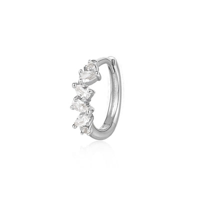 LEIGH | Pear and Round White Sapphire Huggie Hoop
