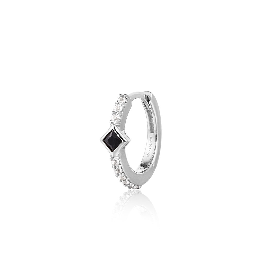 STORM | Black Spinel and White Sapphire Huggie Hoop