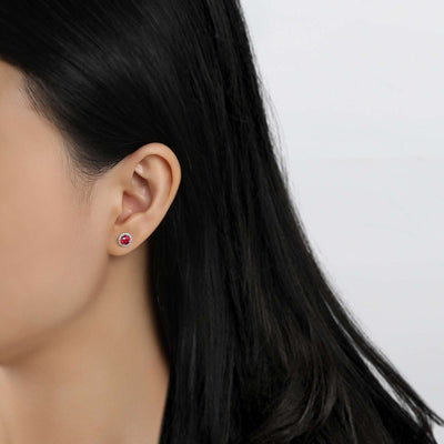 Garnet January Birthstone Stud Earrings