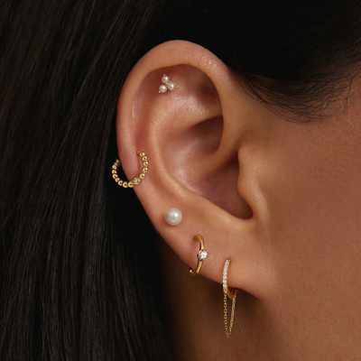 ETTA | Triple Pearl Piercing Top Earring