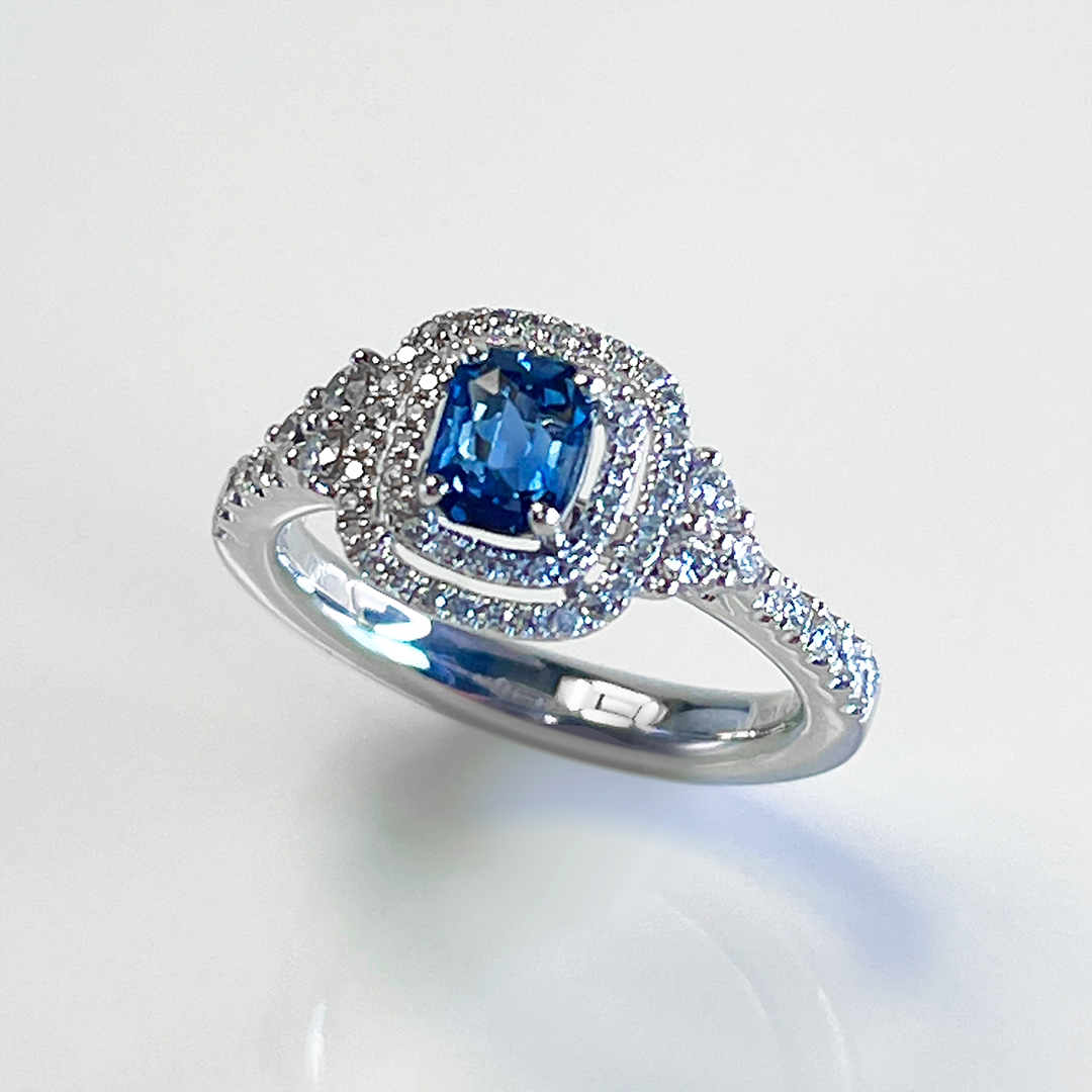 0.80 CT Sapphire & Diamond Platinum Ring