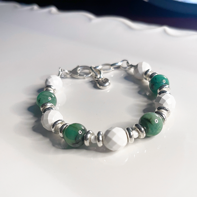 Emerald & White Quartz Bracelet