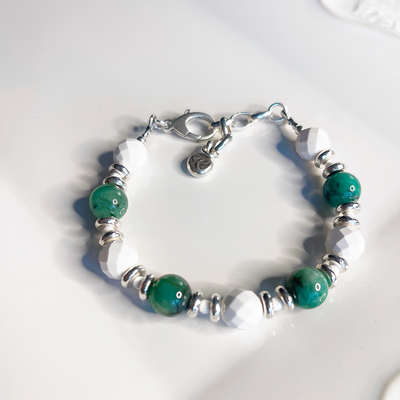 Emerald & White Quartz Bracelet