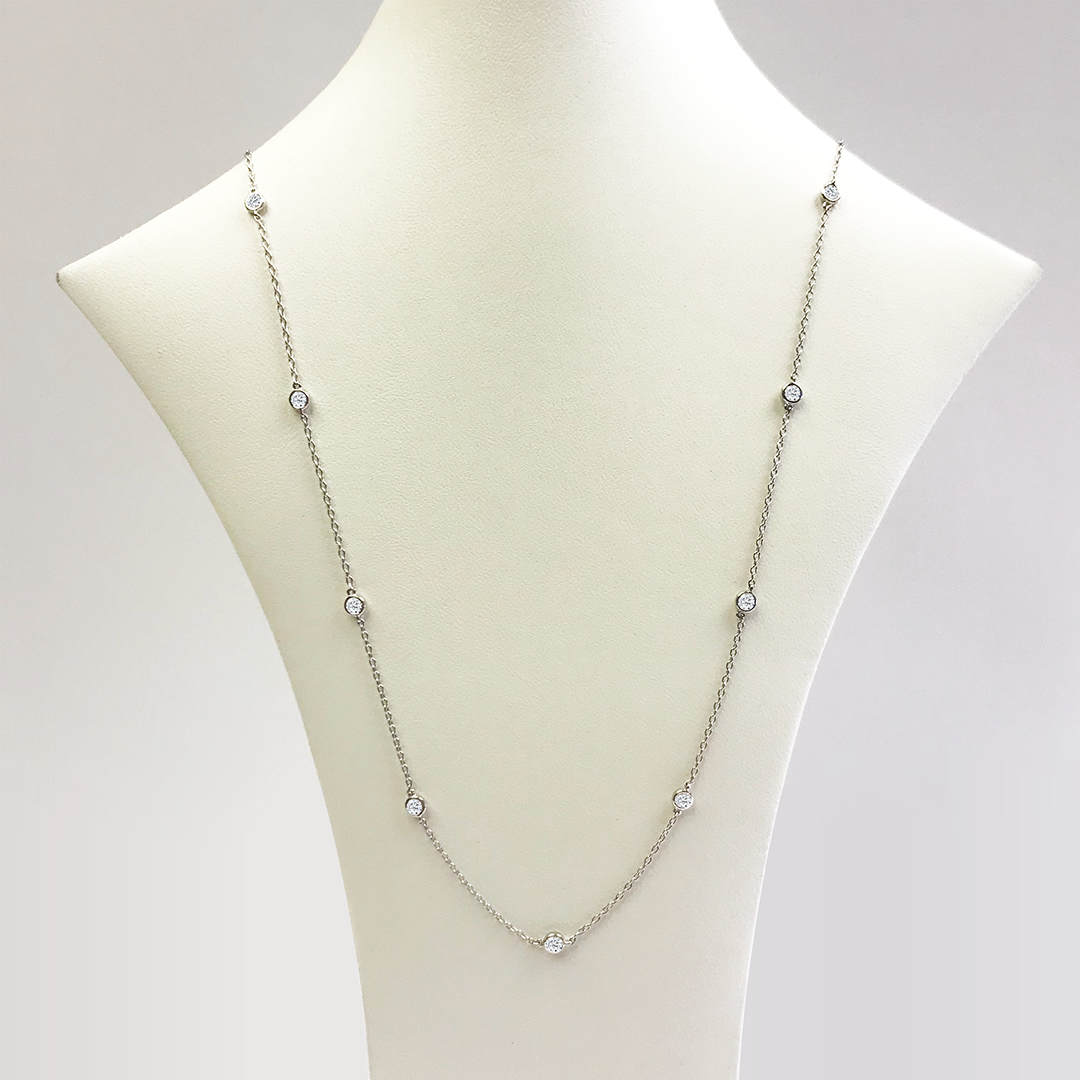 14KT YG, 1.12CT Dia. 18 Station Diamonds By the Yard, 18" Chain