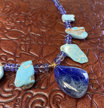 Tanzanite & Golden Hill Turquoise Necklace