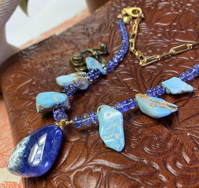 Tanzanite & Golden Hill Turquoise Necklace