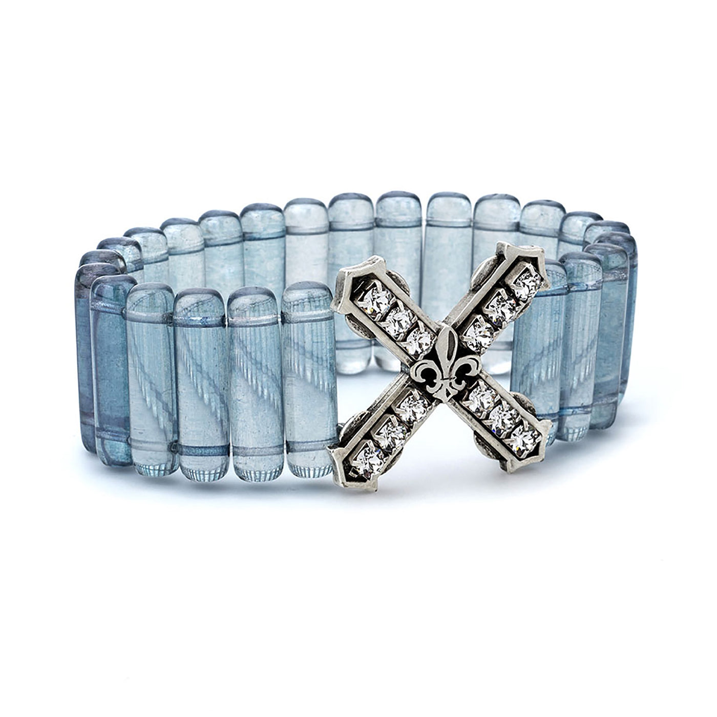 Lumi Blue Baguette Bracelet with Euro Crystal Pendant