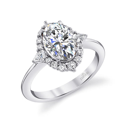 Parade Round & Pear Halo w/ Oval Center Diamond Engagement Ring