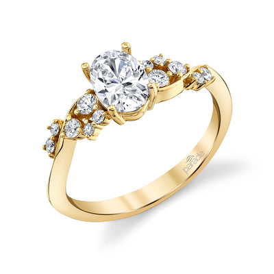 Parade Twist Band w/ Round Diamonds & Oval Center Engagement Ring