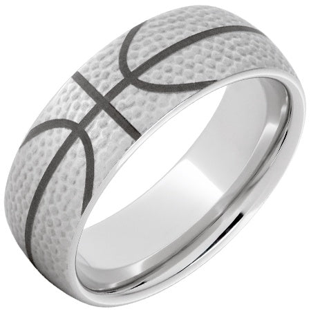 Serinium® Domed Band with Basketball Laser Engraving