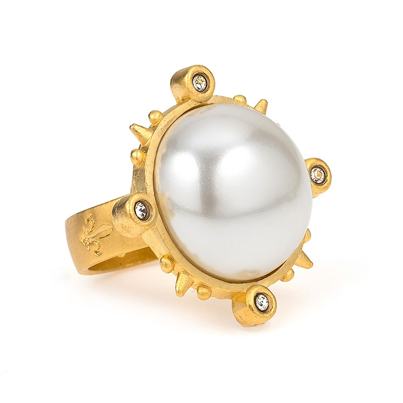 24k Gold Plated Spiked Pearl Ring