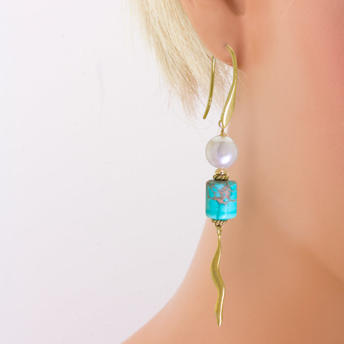 Impressionist Collection Turquoise & Pearl Dangle Earrings