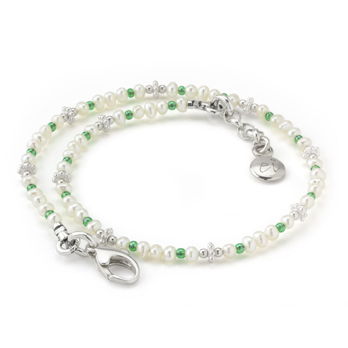 Seed Pearls & Green CZ Anklet 240-3429