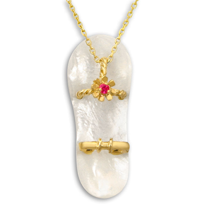 Galatea Ruby with White Mother of Pearl Sandal Pendant-337365
