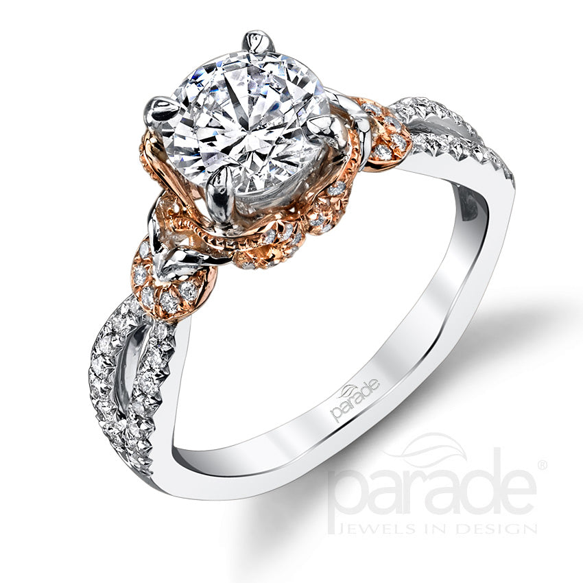 PARADE 18K White & Rose Gold Crisscross Engagement Ring