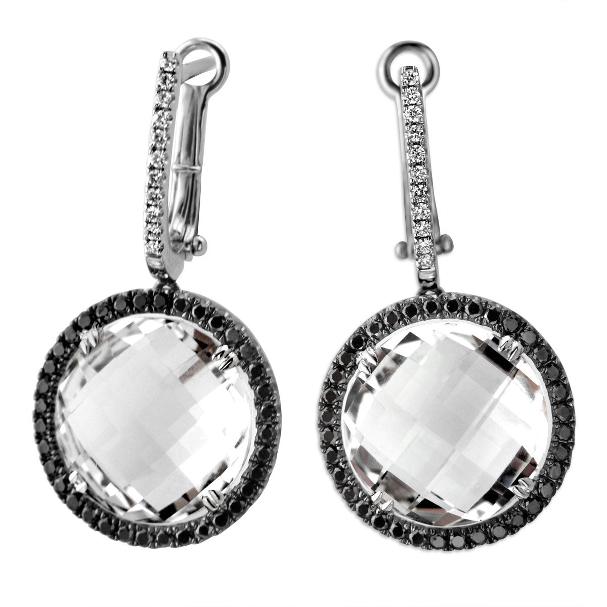 White Topaz With Black & White Diamonds Earrings-339568