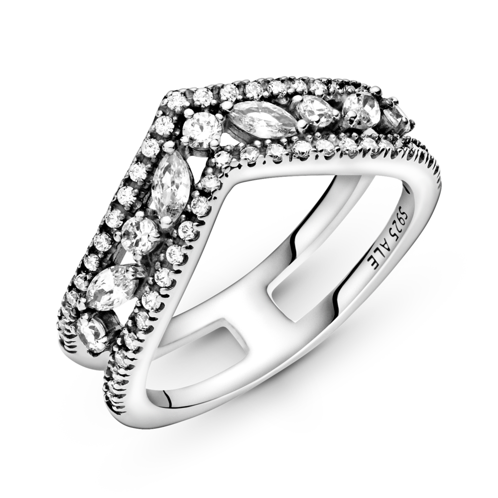 Wishbone Pandora Silver Cubic Zirconia Ring Pandora Sparkling